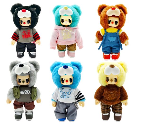Rebel Bear Mystery Plush Collectible Street Series Display of 6 Unopened