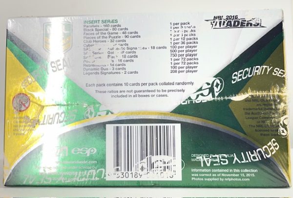 NRL20164 Rugby League 2016 ESP NRL Traders Box Sealed Licenced