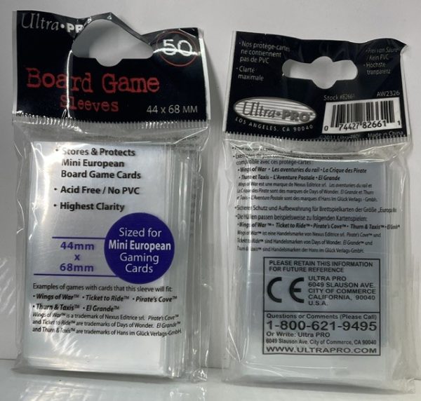ULTRA PRO Card Sleeve - Board Game Sleeve 44mm X 68mm Mini European 50ct pack Sealed